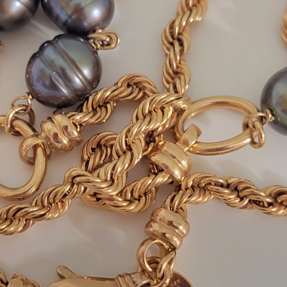 Honora Bronze Italy Genuine Pearl Chain Necklace , 36" Long - Picture 5 of 6